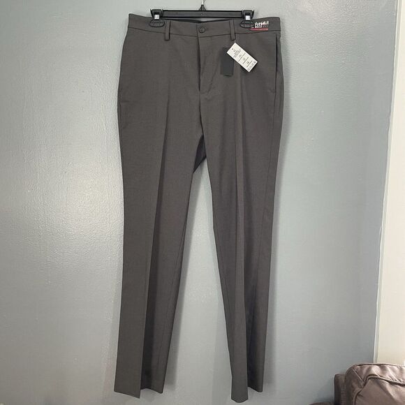 Van Heusen Pants Mens 34x34‎ Gray Max Flex Waistband Premium Noniron Shirt Grip - Picture 1 of 10